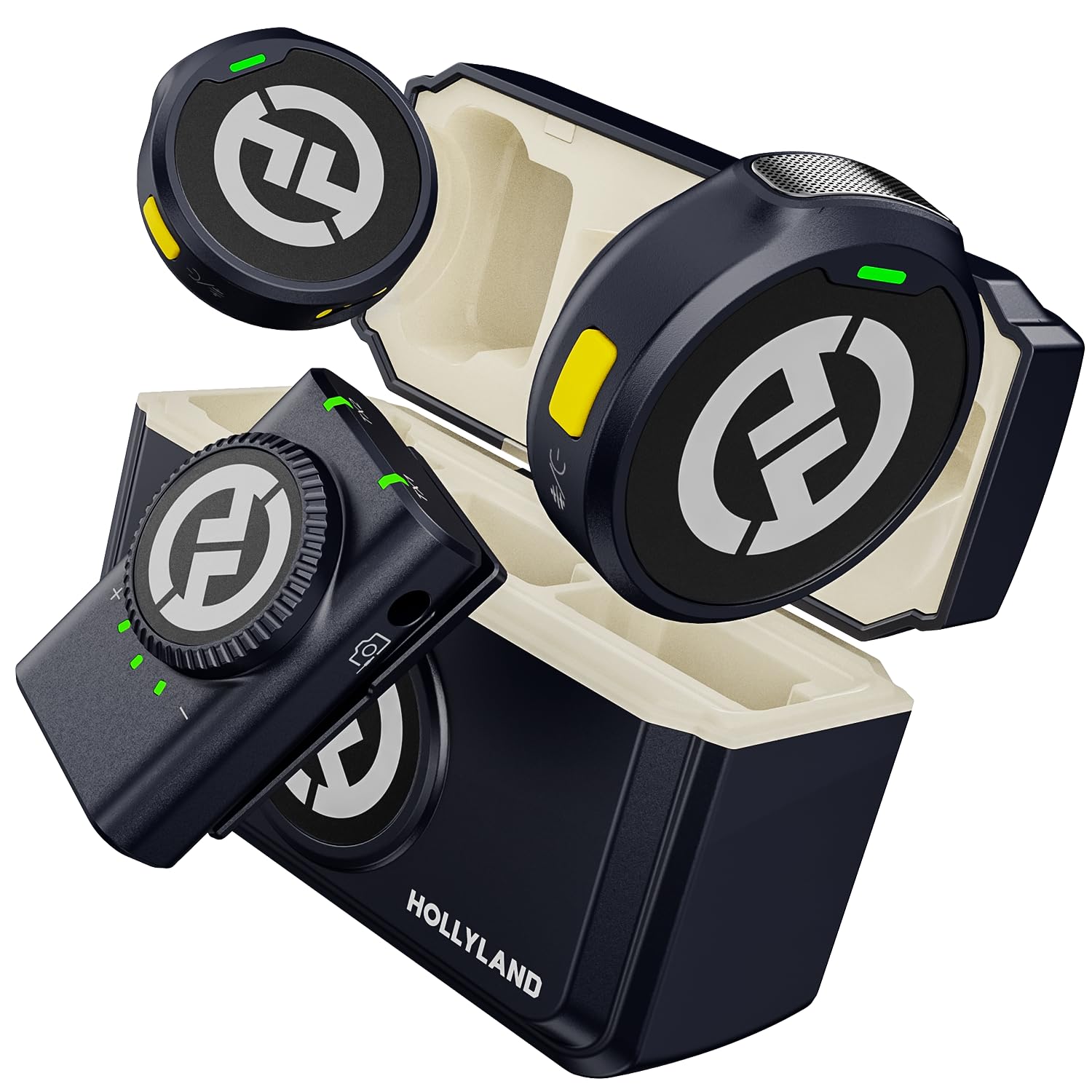 Hollyland Lark M2 Wireless Lavalier Microphone (2TX+1RX) Compatible with Camera, iPhone, Android, PC, 300m LOS Range, Hi-Fi Audio, Noise Cancelling, 40H Duration, Lapel Mic for Livestream Vlog-Black