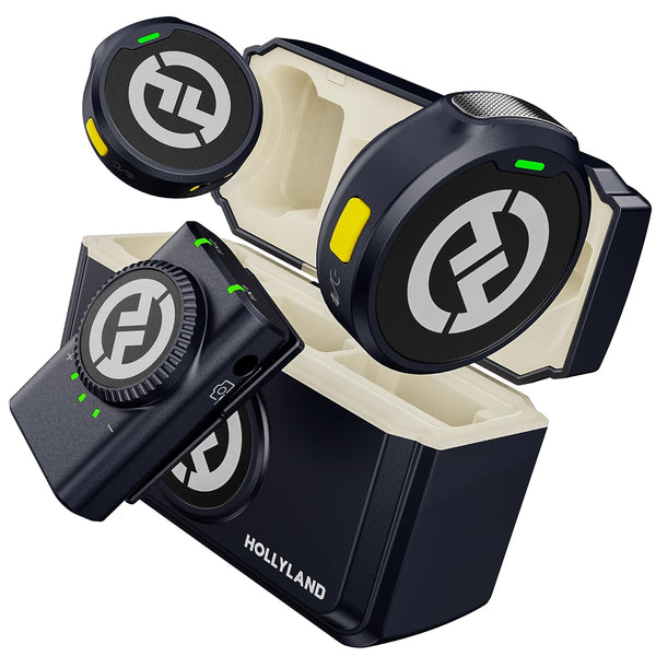 Hollyland Lark M2 Wireless Lavalier Microphone (2TX+1RX) Compatible with Camera, iPhone, Android, PC, 300m LOS Range, Hi-Fi Audio, Noise Cancelling, 40H Duration, Lapel Mic for Livestream Vlog-Black