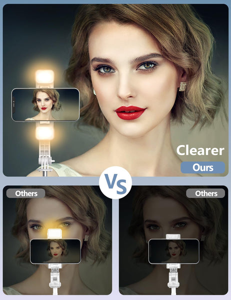 Selfie Stick Tripod with 2 Fill Lights, 45'' Extra Long Phone Tripod with Detachable Remote, Compatible with iPhone, Samsung, Smartphones