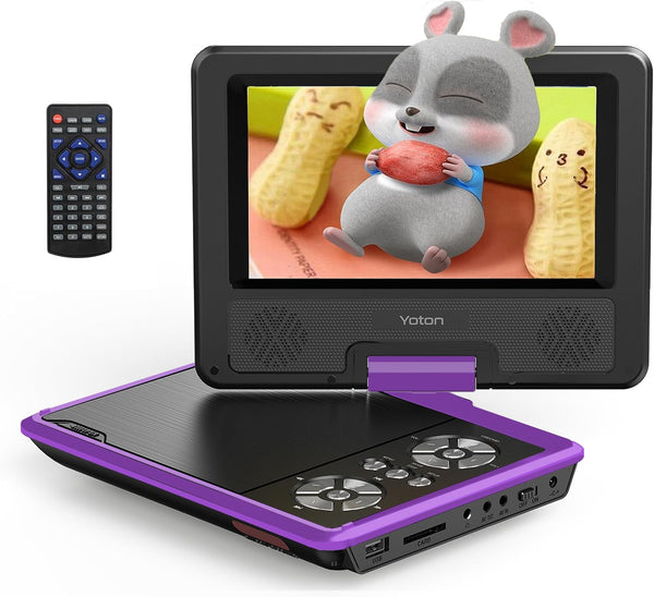 9.5" Portable DVD Player with 7.5" HD Swivel Screen for Car and Kids, 4-6 Hours Working time with Built-in Battery, Headphone/AV-IN/AV-OUT/USB/SD Card [Not Support Blu-ray]