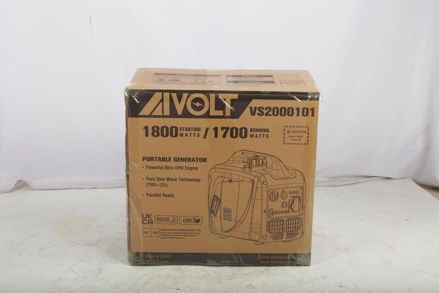 AIVOLT 1800W Petrol Inverter Generator 4 Stroke 80cc Engine Portable Silent Generator for Camping, Jobsites, Home Use-Pure Sine Wave, Super Lightweight