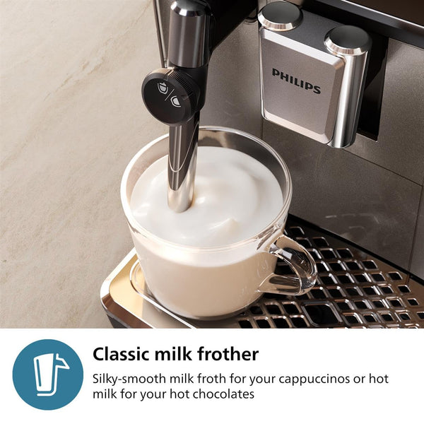 Philips 2200 Series Fully Automatic Espresso Machine - 2 Coffees, Touch Display, Classic Milk Frother, Ceramic Grinder, Matte Black (EP2220/10)