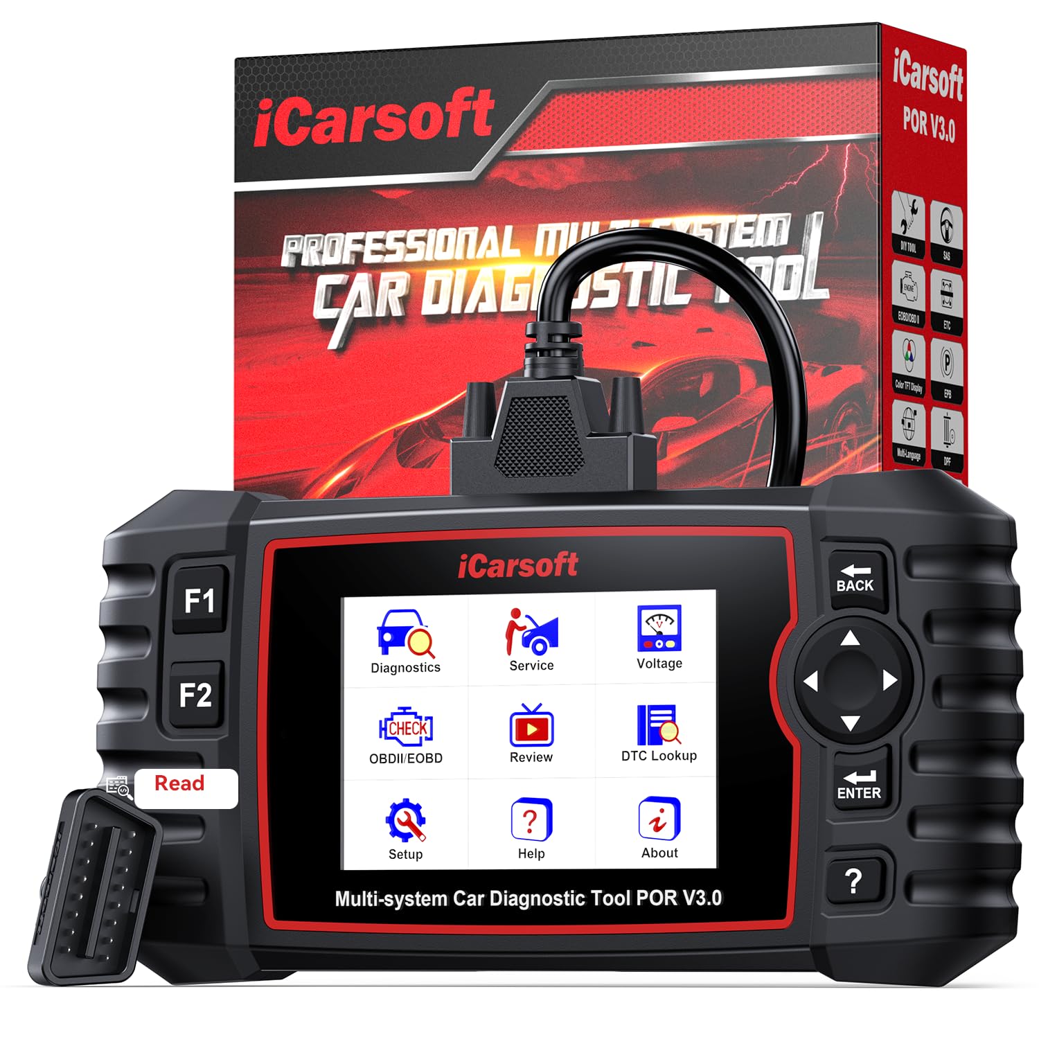 iCarsoft POR V3.0 Scanner for Porsche, 27 Reset Services OBD2 Scanner Code Reader, OIL/BLD/EPB/SAS/BMS/ETC/INJ/DP-F/TPMS Reset, 4-in-1 Graph Data, Bi-Directional Test, Lifetime Free Update