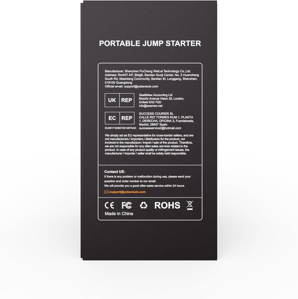 Jump Starter Power Pack with Air Compressor, YaberAuto 6000A Portable Car Battery Booster (All Petrol/10L Diesel), 12V Car Jump Starter Power Bank with Jump Leads, LCD Screen, Emergency Light