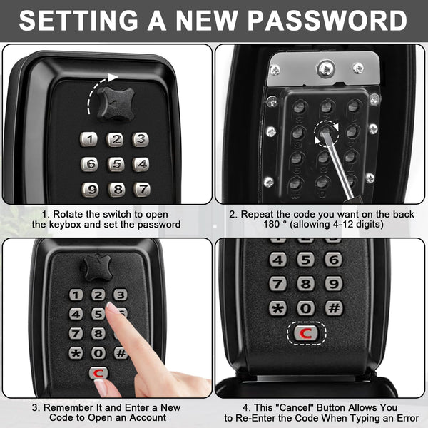 iPalamila Key Safe, Key Safe Outdoor Police Approved, Key lock Box Wall Mounted,12-Digit Combination Key lock Box with Weatherproof Cover For Home Garage Office School (black-1)