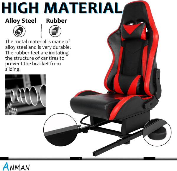 Anman Racing Simulator Cockpit with Red Seat Fit for Minneer Dardoo Flight Sim Game Chair with Neck Pillow Lumbar,Seat Belt Drilling Support for DIY (Not Included Wheel Shifter Pedal)