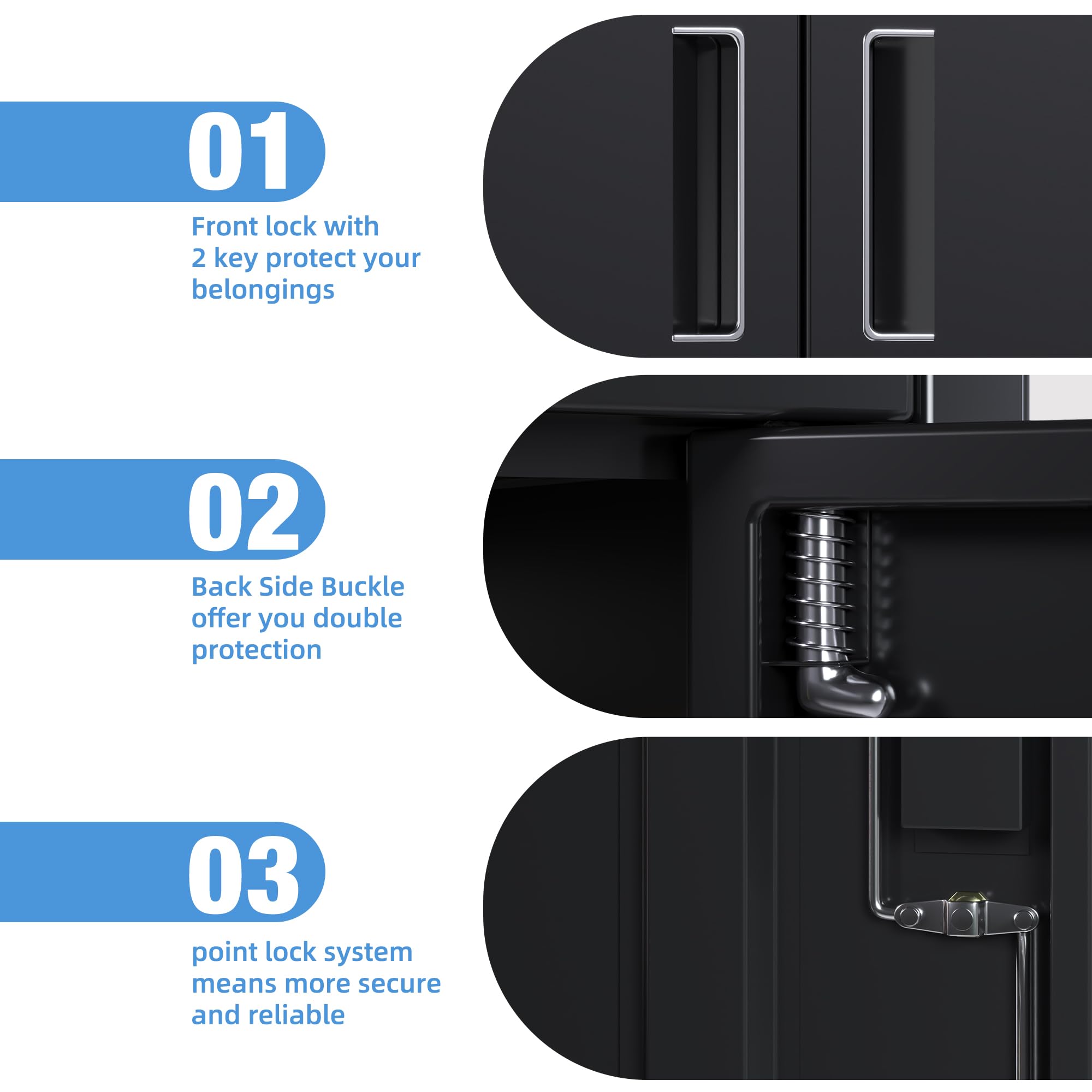 Metal Storage Cabinet with 2 Door and 3 Adjustable Shelves,140X80x40CM Steel Cabinet for Warehouse,Garage,Home,Office,Easy Assemble Required(Black/White)