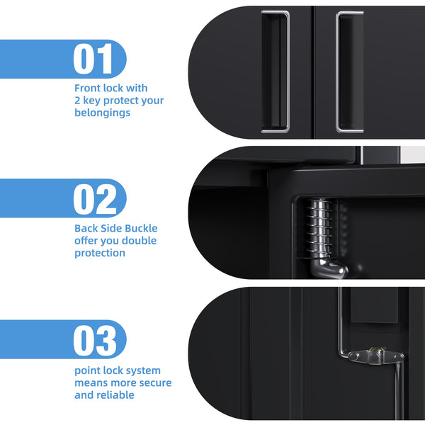 Metal Storage Cabinet with 2 Door and 3 Adjustable Shelves,140X80x40CM Steel Cabinet for Warehouse,Garage,Home,Office,Easy Assemble Required(Black/White)