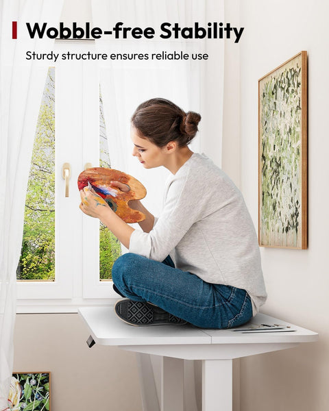 SANODESK QS1+140 * 60 Electric Standing Desk Height Adjustable Standing Desk With Memory Smart Panel Sit Stand Table With Hooks and Cupholder for Home Office （Black Frame+ Black Desktop）