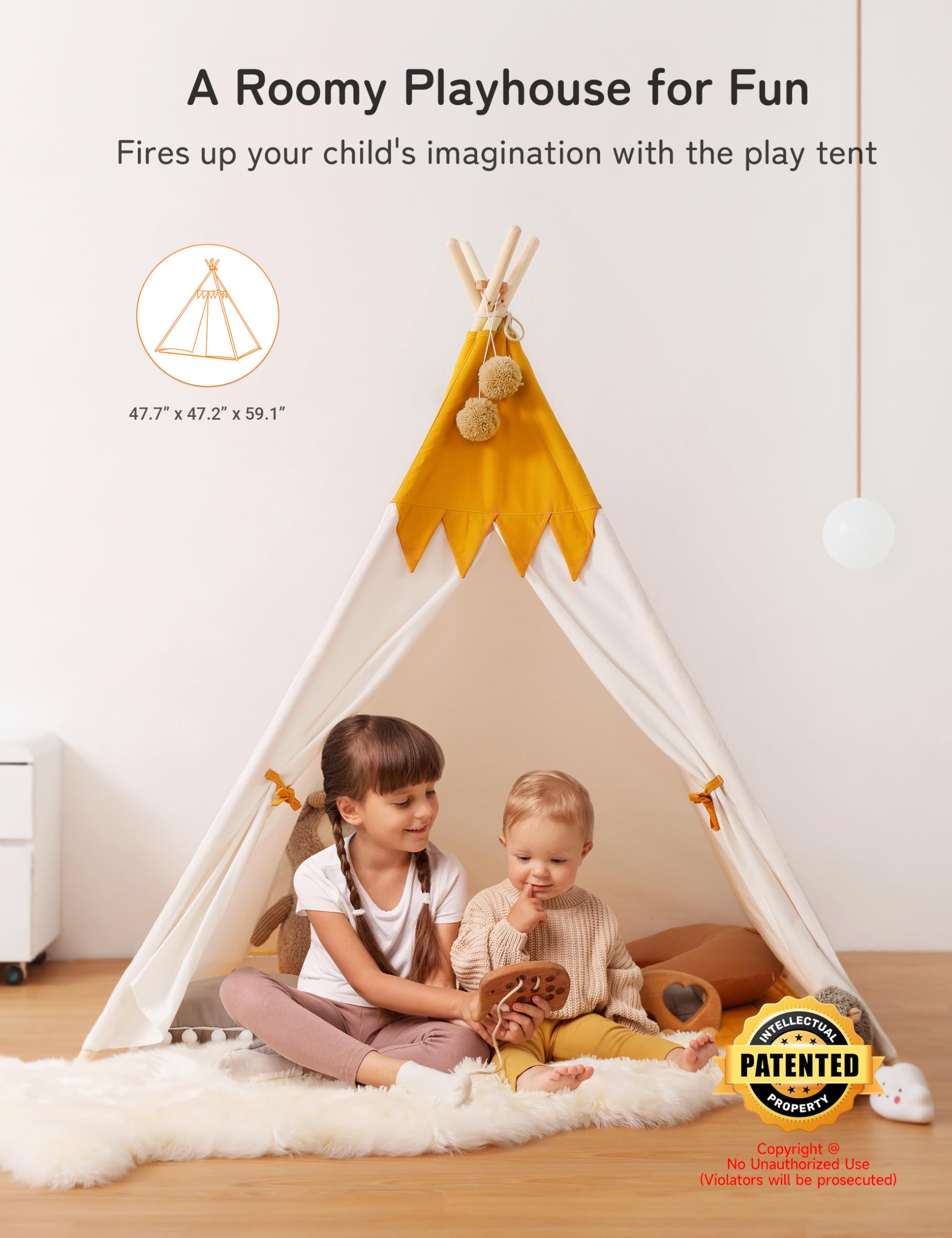 besrey Kids Play Tent Playhouse for Indoor & Outdoor – Spacious Design with Windows, Christmas Tree Flag & Lights Included