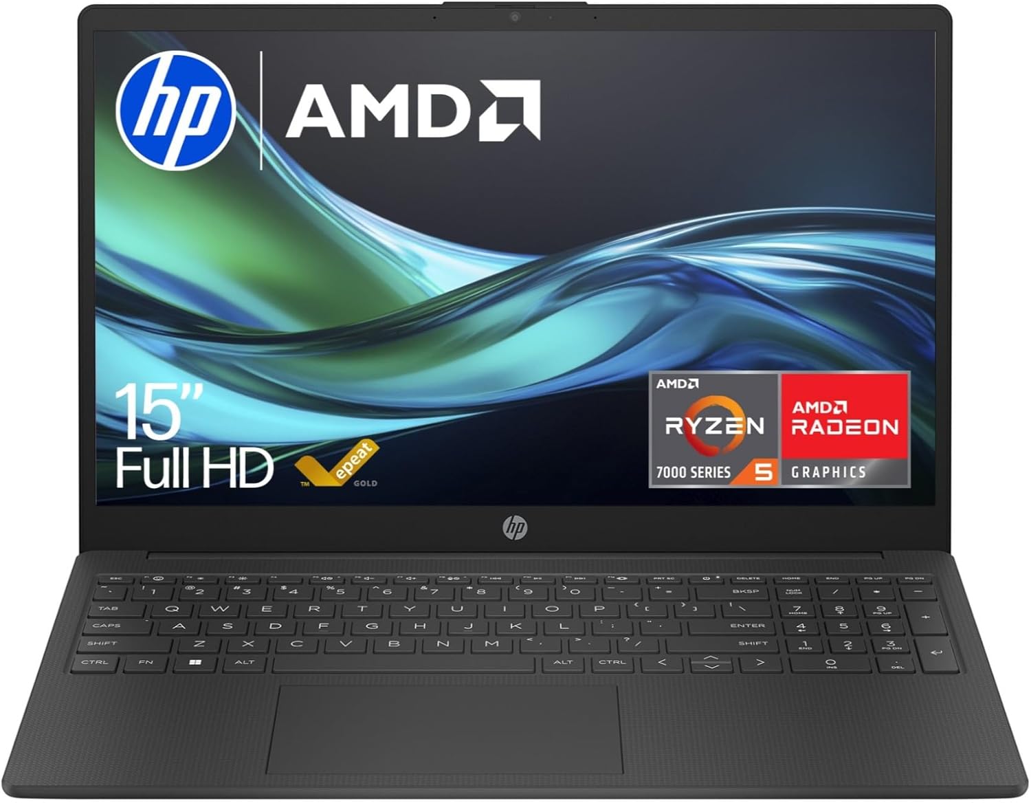 HP 15.6" Laptop | AMD Ryzen 5 7520U Processor | 16 GB RAM | 512 GB SSD | AMD Radeon Graphics | FHD Display | Up to 11hrs 15 mins battery | Win 11 | Dual Speakers | Jet Black | 15-fc0042sa