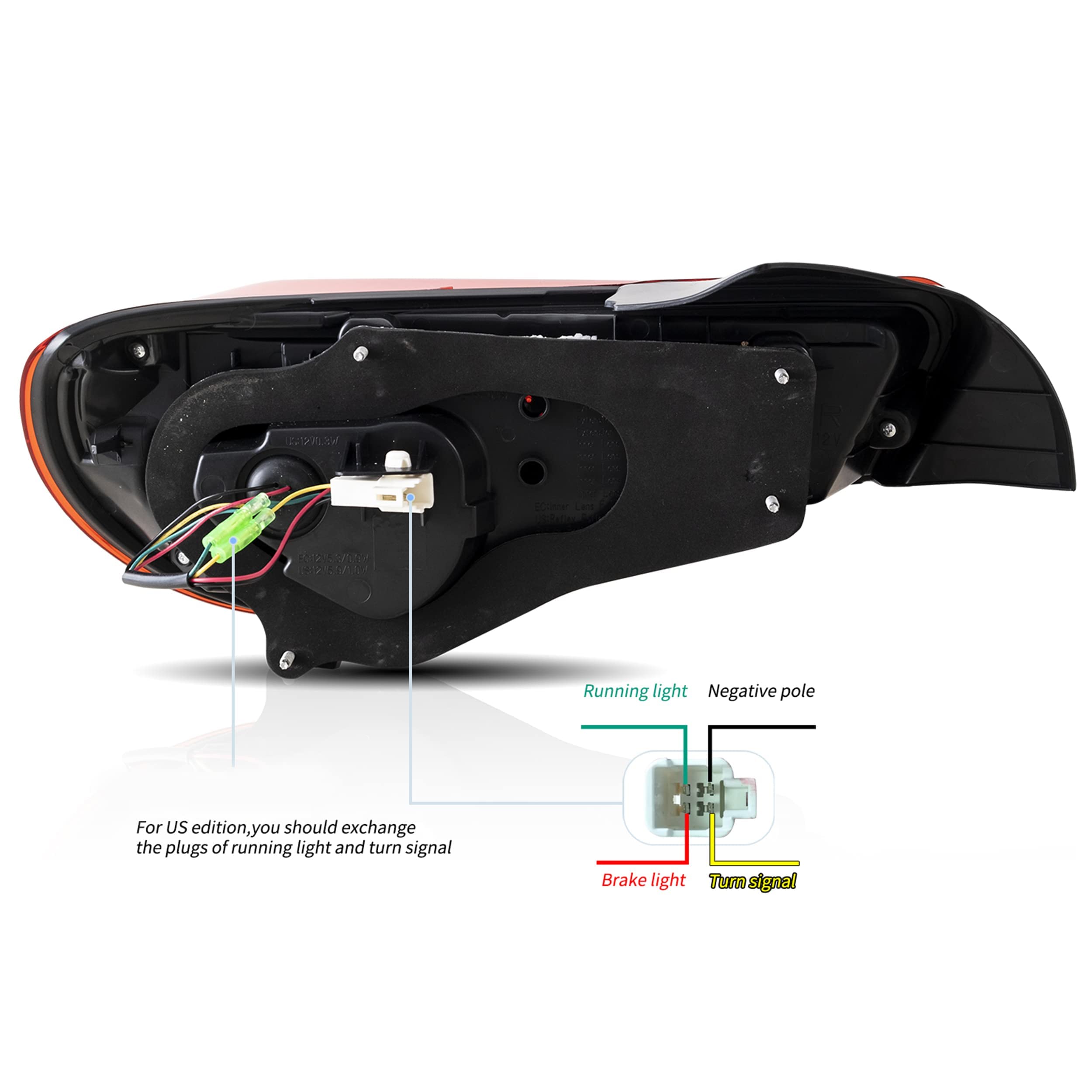 VLAND LED Tail Lights Compatible with Toyota 86 GT86 2012-2020/Subaru BRZ 2013-2020/Scion FR-S 2013-2020, Full LED Rear Light with Sequential Indicator, Red White Lens