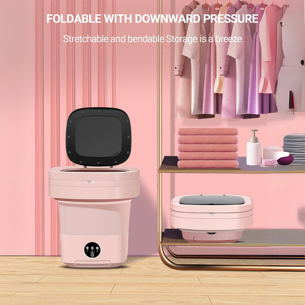 Portable Washing Machine, 11L Foldable Washer & Spin Dryer with Laundry Bag & Drying Net & Microfiber Cloths, Laundry Machine with 3 Cleaning Modes for Baby Clothes and Underwear (Blue)