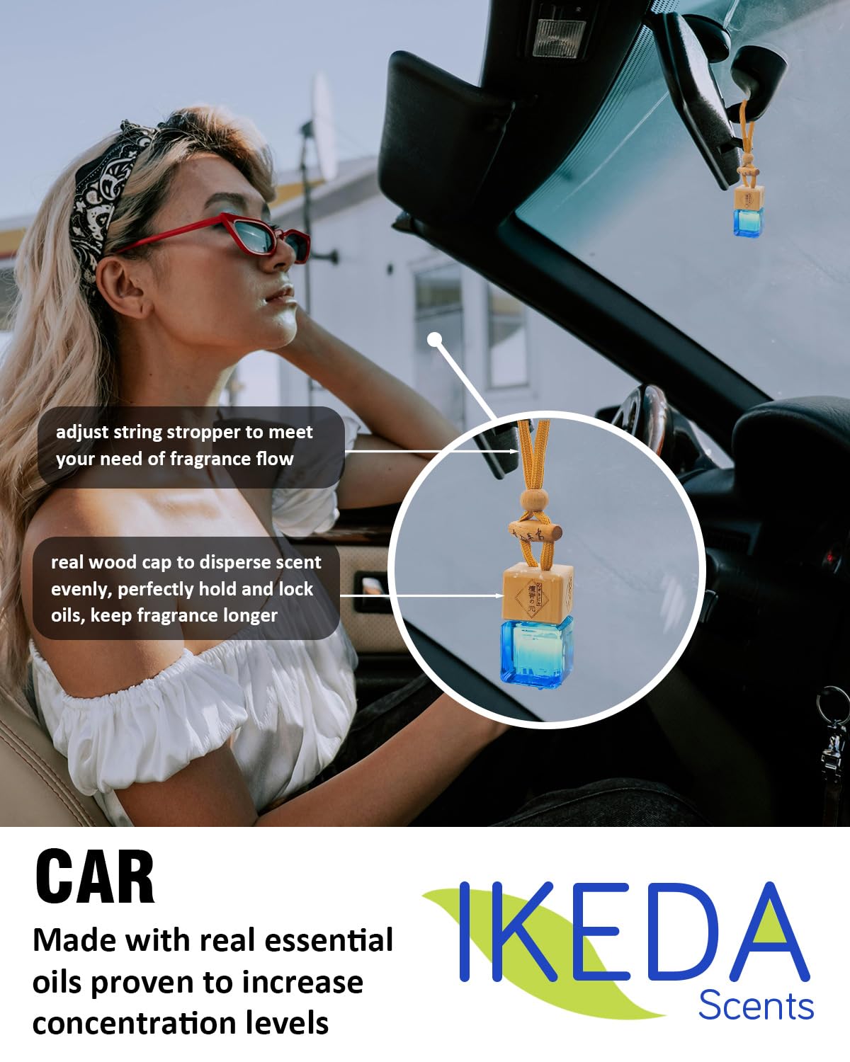 Car Air Fresheners for Men | Air Fresheners with Odour Eliminator Technology | Long Lasting Fragrance Car Accessories for Men | Strong Scents Perfume Diffusers (10ml Dark Night)
