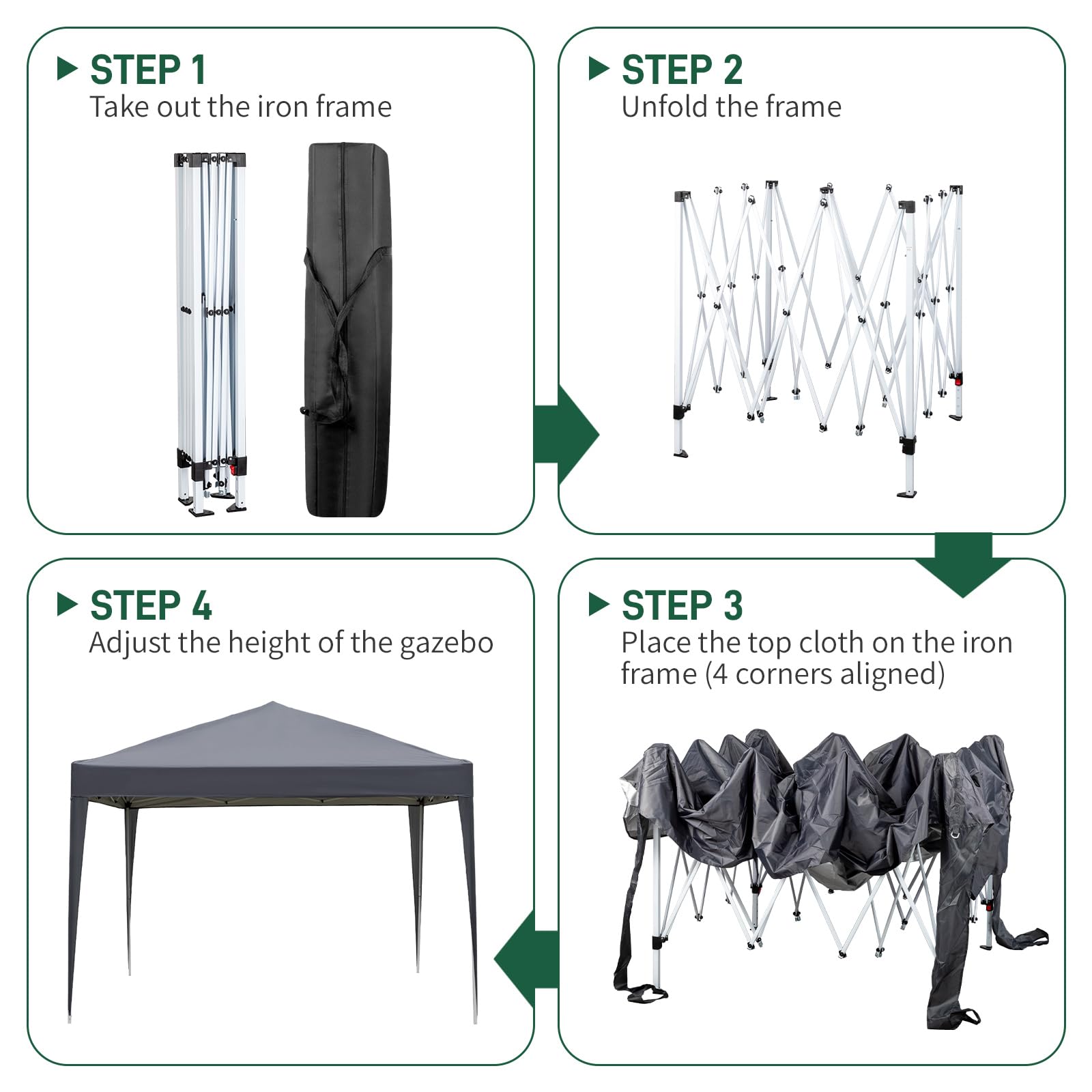 Outopee 3m x 3m Ez Pop Up Canopy Tent with 4 SideWalls, Outdoor Gazebo Portable Instant Canopy for Commercial Events, Party, Backyard BBQ, Camping, Blue