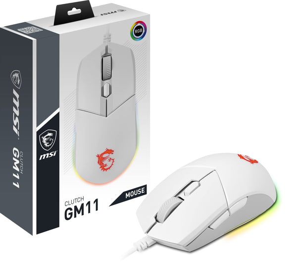 MSI CLUTCH GM51 LIGHTWEIGHT Gaming Mouse - 26000 DPI Optical Sensor, Elite 0.125ms Latency, 60M+ Click OMRON Switches, 6-Buttons, FriXionFree Cable, RGB Diamond LightGrips, 75g - Wired