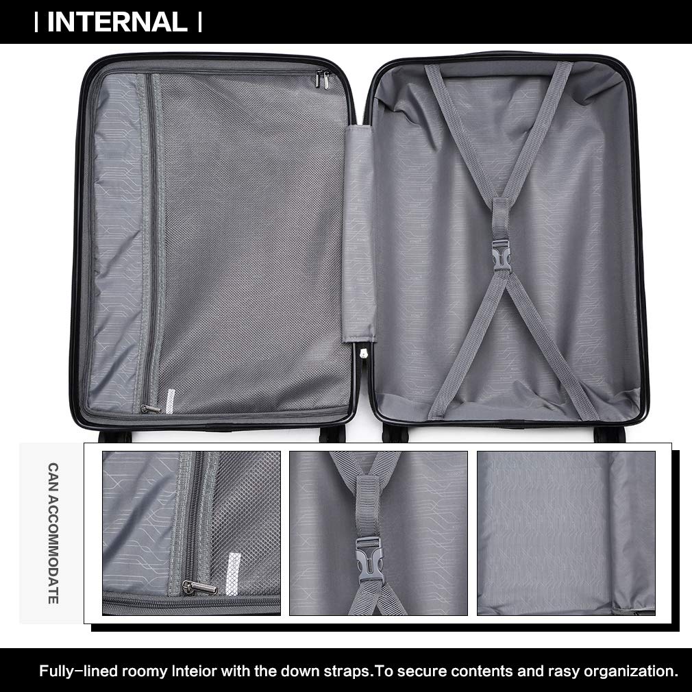 Kono Lightweight Suitcase Hand Luggage Polypropylene Hard Shell Travel Trolley