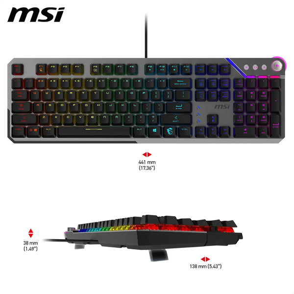 MSI Vigor GK71 Sonic Mechanical Gaming Keyboard (UK Layout) - MSI Sonic Red Switches (Linear), Ergonomic Keycaps, Anti-slip Base, Per-key RGB Mystic Light, USB 2.0 - Full-Sized