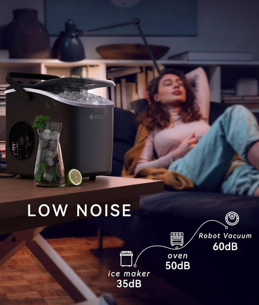 ecozy Ice Maker Machine, Portable Ice Machine, 9 Ice Cubes in 6 Mins, 12KG in 24Hrs, 2 Sizes of Ice, Self-Cleaning Ice Cube Maker, Countertop Ice Maker for Home/Office/Kitchen/Bar