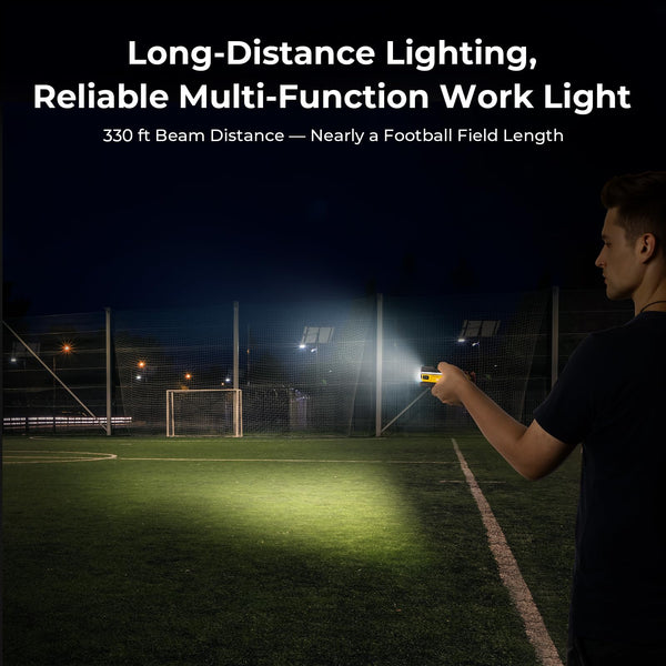 BougeRV WL01 PRO Work Light Rechargeable, 1500 Lumens Magnetic Inspection Light, Portable Lamp with 180° Rotating Stand & Hook, Multiple Lighting Modes for Car Repair, Camping, Outdoor, Emergency