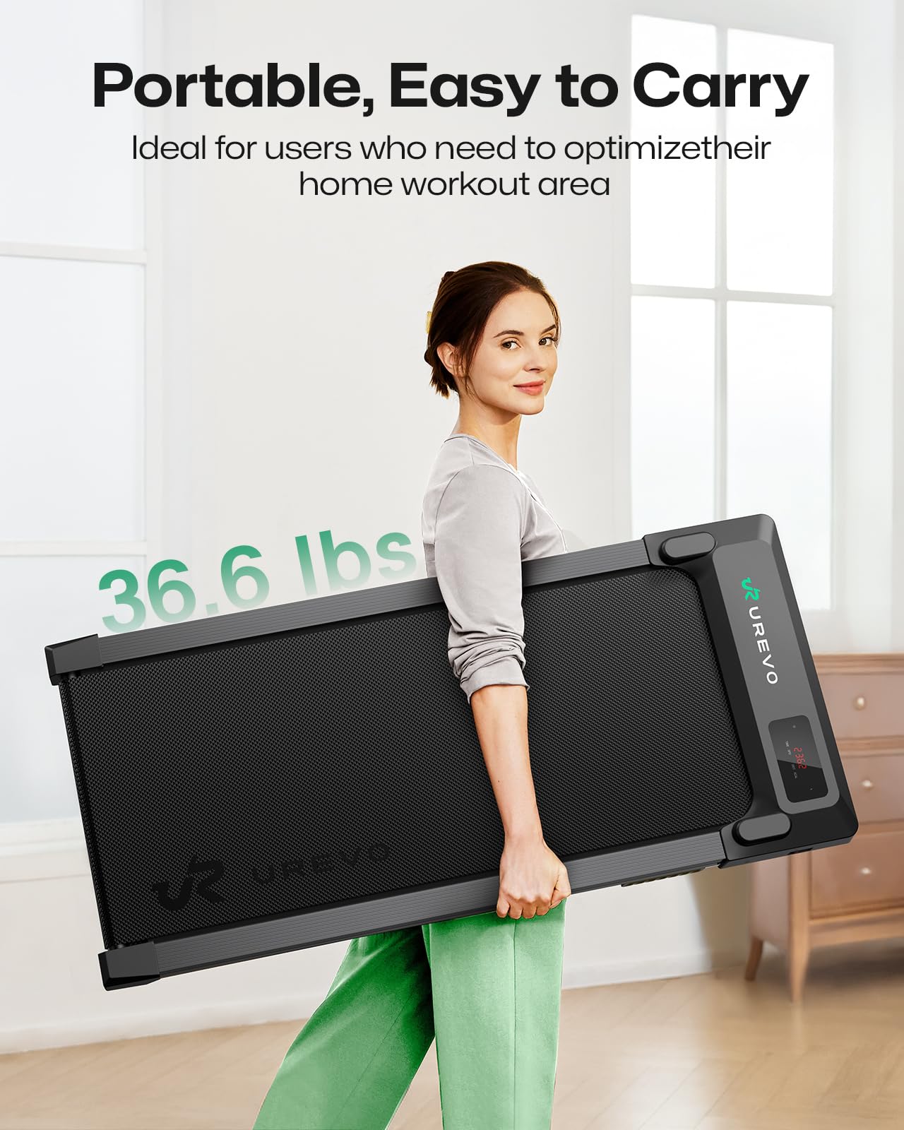 UREVO Smart Walking Pad, Compact Under Desk Treadmill with Double Shock Absorption, Quiet Operation, Workout APP with Track Insights and MIIT Mode, Plug and Play, Remote or APP Control for Home Office