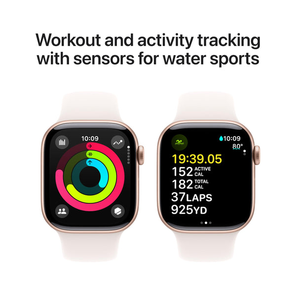 Apple Watch Series 10 GPS 42 mm Smartwatch with Jet Black Aluminium Case with Black Sport Band - M/L. Fitness Tracker, ECG App, Always-On Retina Display, Water Resistant