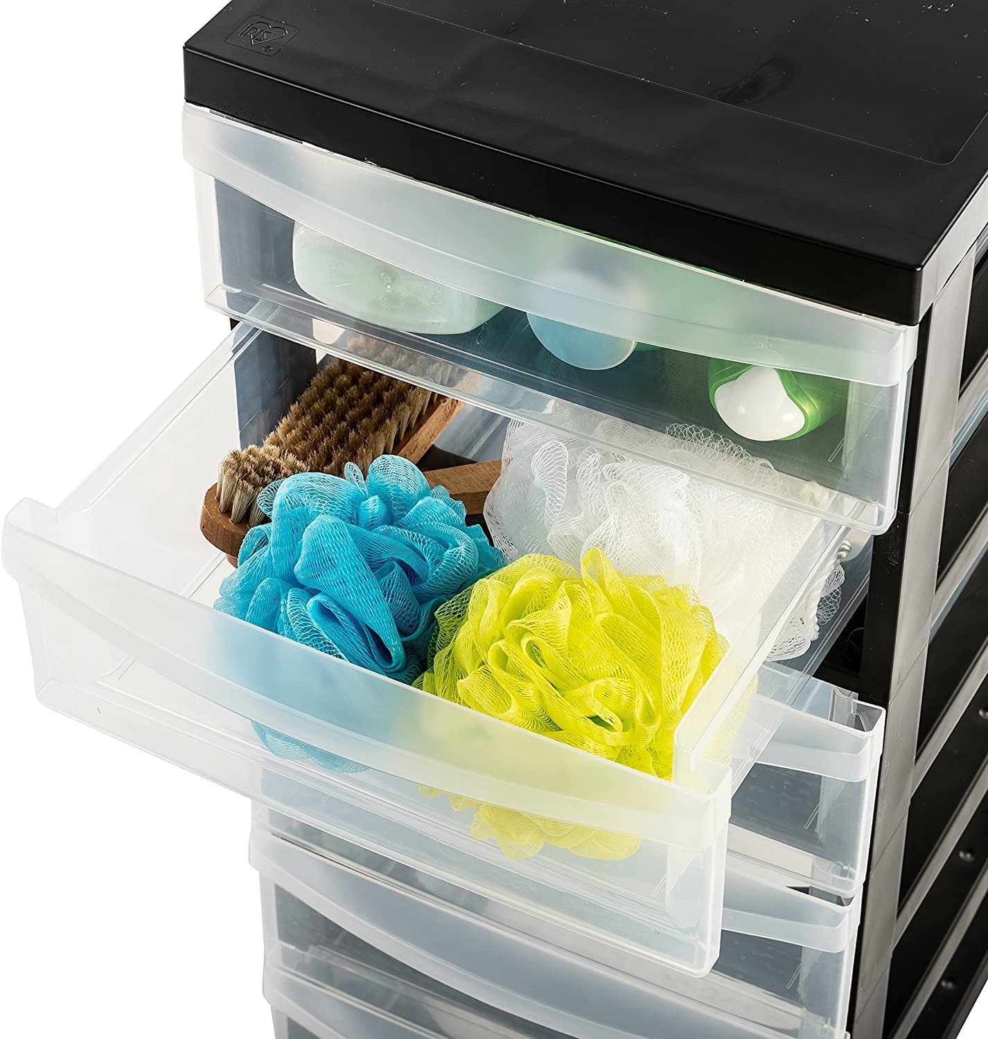 Iris Ohyama, Plastic Drawers Storage Unit, Plastic Storage Drawers, A4 Format & 4 Wheels, H61.5cm/6 Drawers, BPA Free, Black, W40 x D29 x H61.5cm,