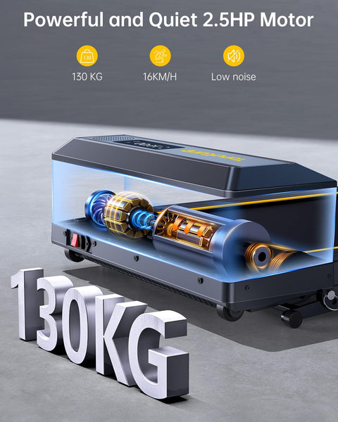 Folding Treadmill with 12% Incline, 4 in 1 Treadmills for Home/Office, Heart Rate, 16KM/H Portable Treadmill, 2.5HP Under Desk Walking Pad, Dual LED Screen, App, Bluetooth Speaker