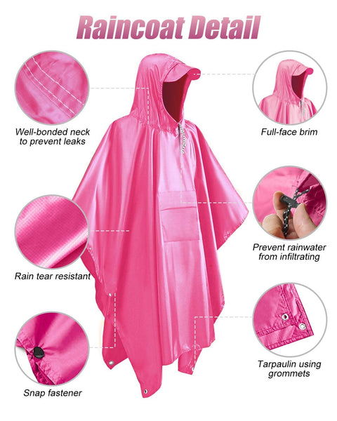 Victoper Waterproof Poncho Adult, Reusable Rain Poncho Adult Waterproof Poncho Waterproof Adult Lightweight Waterproof Raincoat for Outdoor Hiking Camping Cycling Traveling