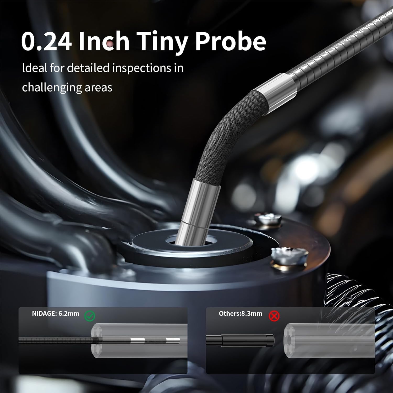 GOLDEGGS Two-Way Articulating Endoscope Inspection Camera with Light, IP67 Waterproof Flexible Snake Borescope Camera for Wall/Automotive/Sewer/Air Conditioner/Home Appliance Repair with (5.2FT/1.5M)