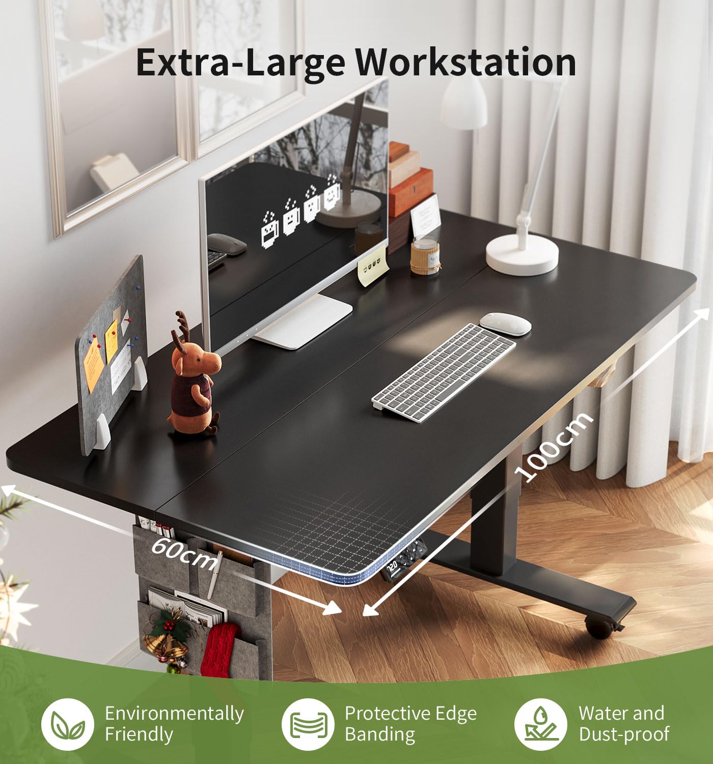 MAIDeSITe Height Adjustable Standing Desk Electric Standing Desk Sit Stand Desk Stand Up Desk with Cable Tray 120 * 60cm Desktop for Home Office