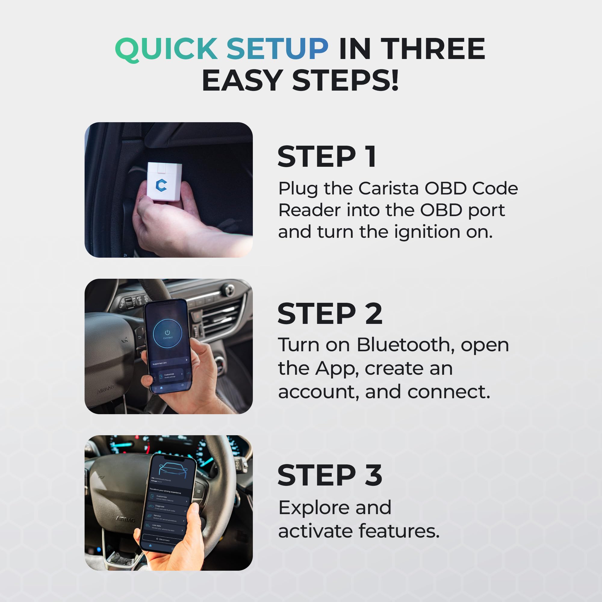 Carista EVO - Bluetooth OBD2 Scanner - Car Scanner Diagnostic Tool and Code Reader with Access to Diagnostics, Customizations, Service Tools, and Live Data