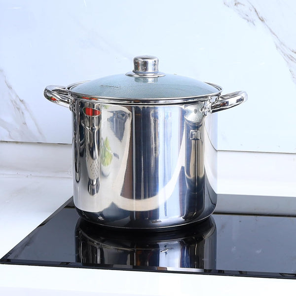 Buckingham Stainless Steel Stock Pot with lid Multipurpose Large Cooking Pot for Soups Stews (11 Litre)