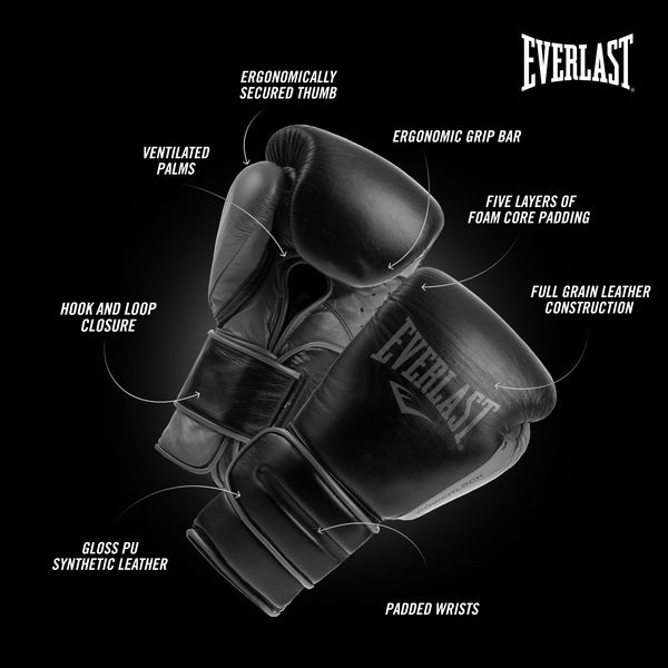 EVERLAST Powerlock 2R Training Gloves - Black - 14oz