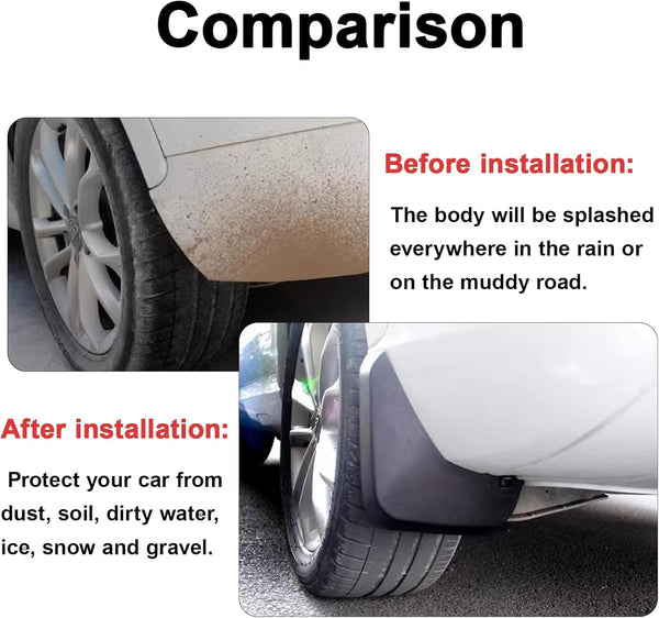 ERMWALR for Tesla Model 3 2024 Mud Flaps - Set of 4 No Drilling Required Car Fenders Flexible PP Mud Flap Splash Guard (Mdl 3 24)