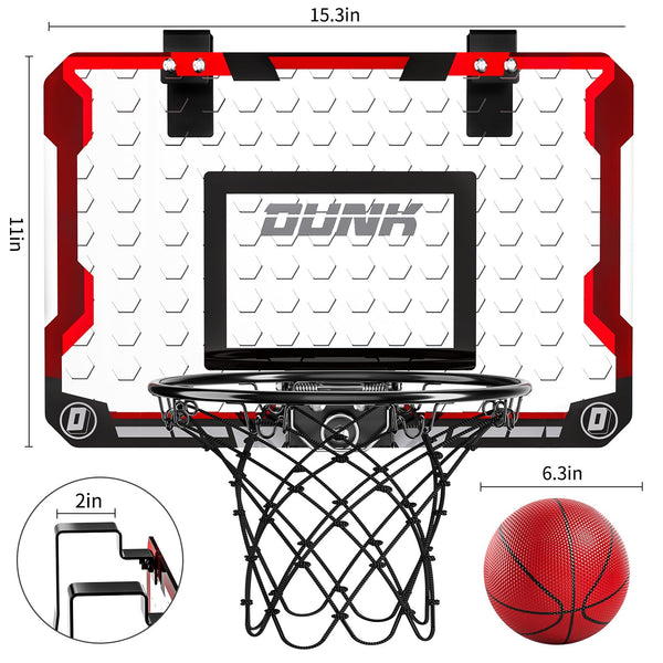 TEMI Basketball Hoop Indoor With 4 Balls, Over The Door for Kids and Adults, Toy Gift for Boys Girls Age 3-12 Years