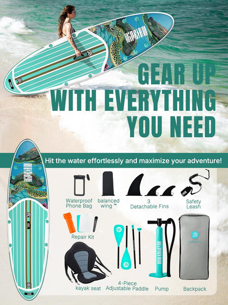 Niphean Inflatable Paddle Boards for Adults with All Accessories, 320cm Stand Up Paddle Board for All Skill Levels, SUP with 200kg Weight Capacity for 2 People, Inflatable Paddleboard with Seat