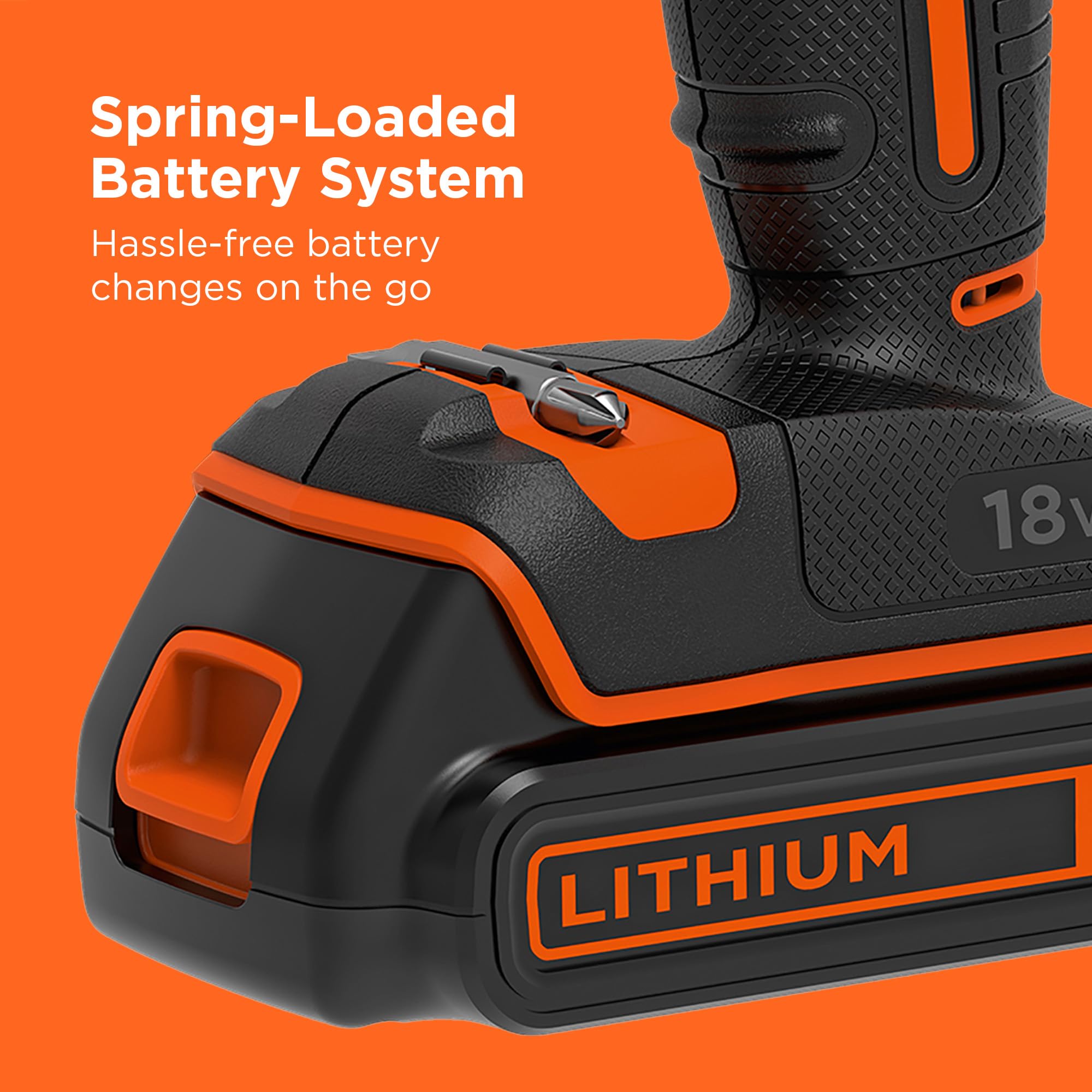 BLACK+DECKER 18V Hammer Drill with Battery, Charger, and Kitbox, BCD700S1K-GB