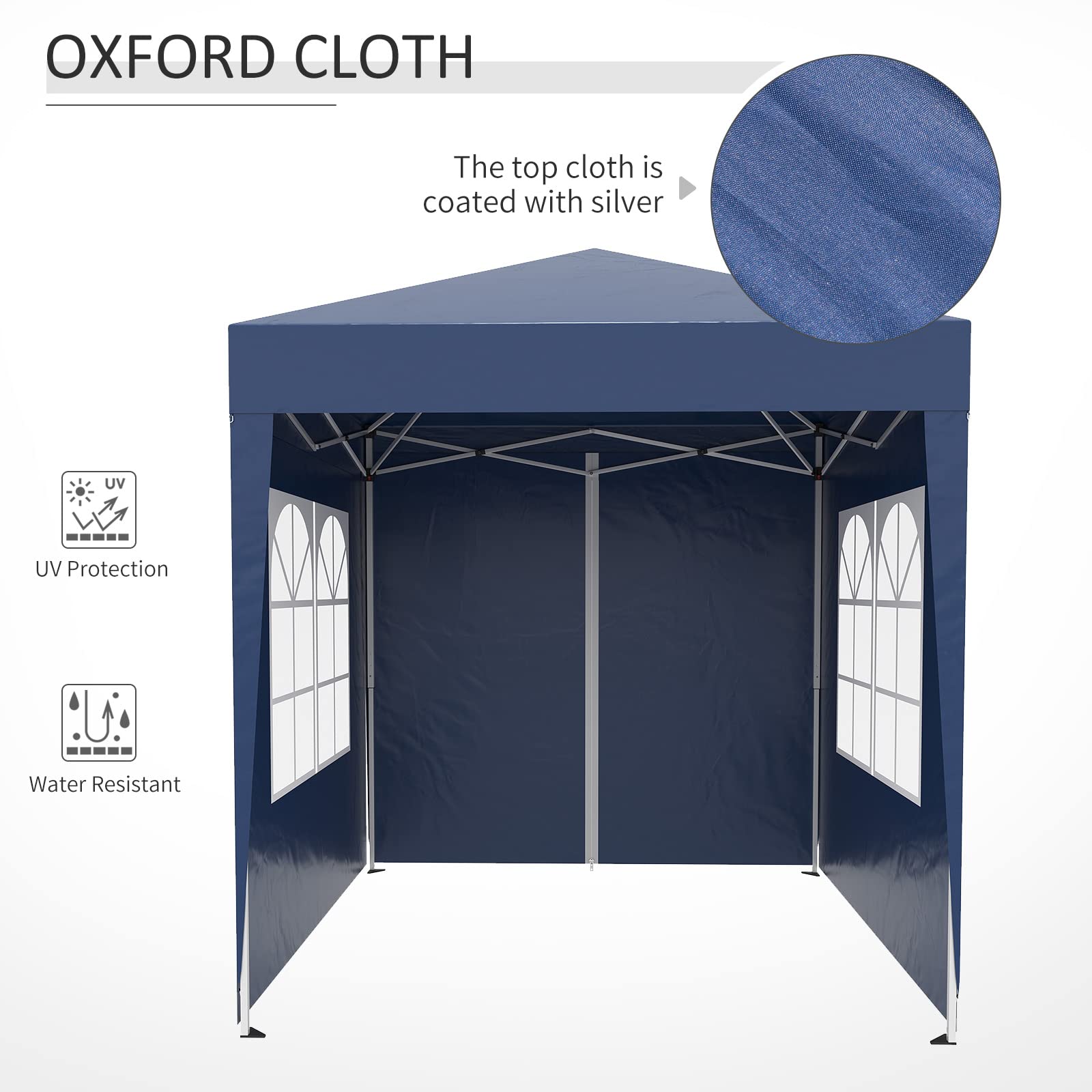 Outsunny 3 x 3(m) Pop Up Gazebo, Water and UV Resistant Party Tent Camping Canopy Marquee with Carry Bag, Blue