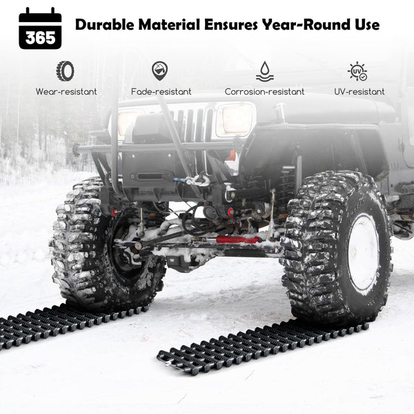 COSTWAY 2 Pack Tire Traction Mats, Folding Non-Slip TPR Recovery Track for Sand/Mud/Snow Off-road, Tire Ladder Pad Emergency Devices for Cars, Trucks, Van (100 x 21 x 3cm)