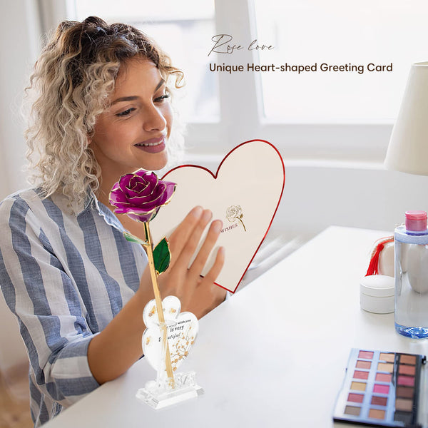 Ariceleo Gold Dipped Infinity Rose Last Forever Flower Decor, Birthday Gift for Women in Her Birthday Valentines Day Mothers Day, Resin Preserved Rose