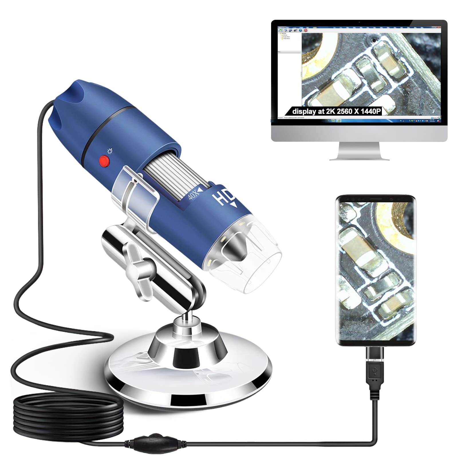 Ninyoon 4K WiFi Microscope for iPhone/Android PC, 50 to 1000X USB Digital Microscope Wireless Super HD Endoscope Camera Compatible with All Cellphones iPad Android Tablet Windows Mac Chrome Linux
