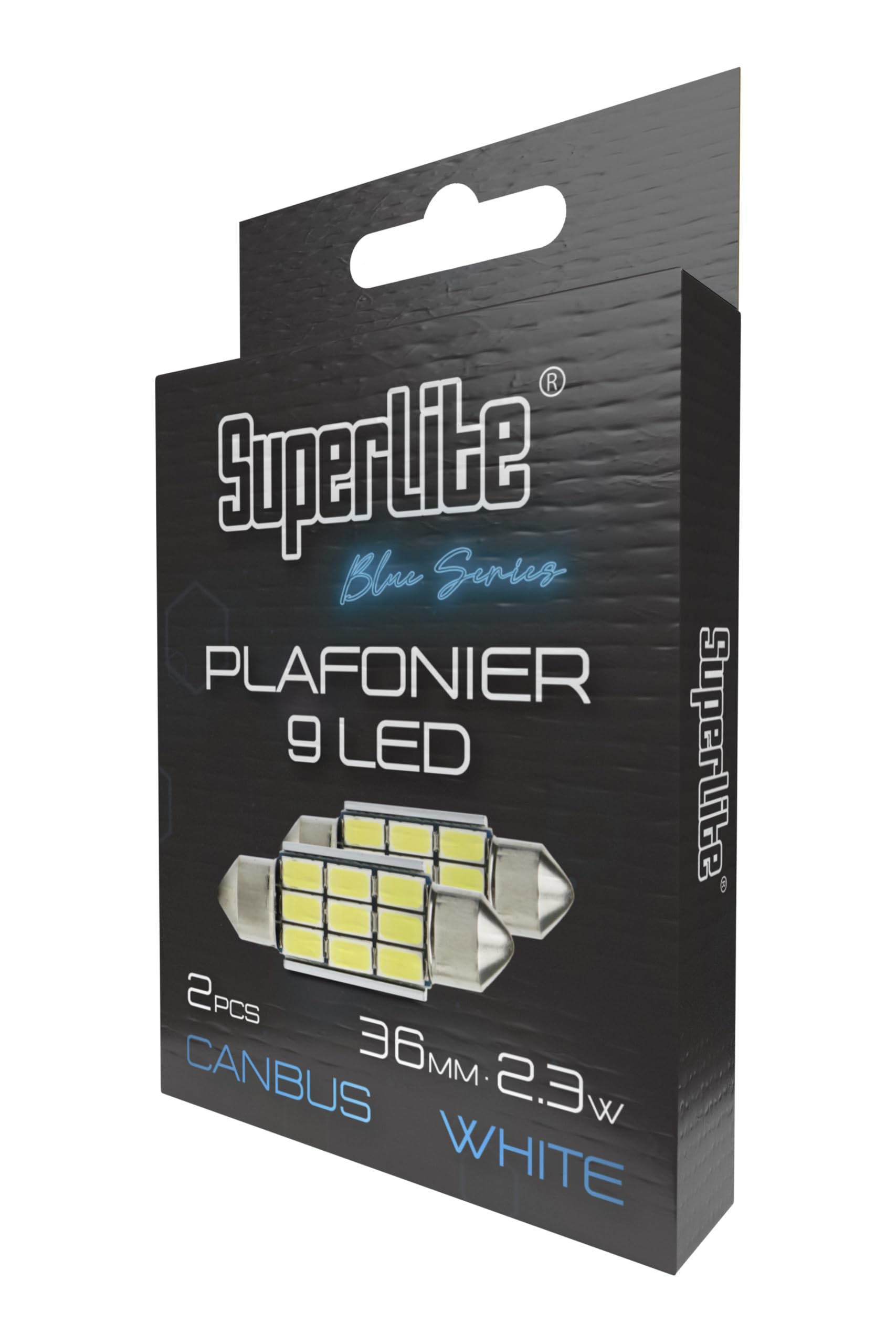 Superlite Set of 2 T10 Bulbs with 18 Leds from the Blue Series range. CanBus Technology and 6500K Colour Temperature. Ideal for Car and Truck.