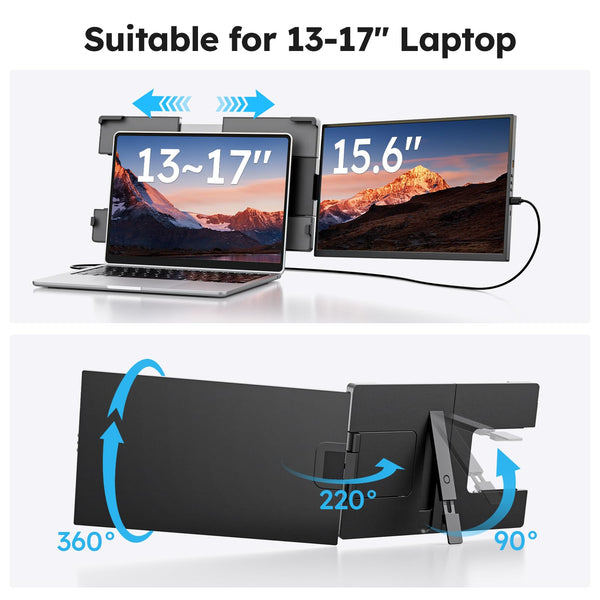 Dopesplay Laptop Screen Extender Monitor,15.6" FHD 1080P IPS External Portable Monitor for Laptop,Plug & Play Dual Screen Monitor for 13.3"-17" Laptops,Compatible with Mac,Wins,Chrome,Android,Dex