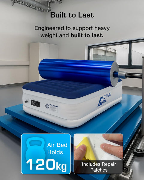 Active Era Luxury Single Inflatable Mattress | Puncture Proof Single Airbed with Flock Coating | Quick 3 Mins Blow Up Bed with Built-in Pump | Portable Air Bed for Home, Camping & Guests 187x99x53cm