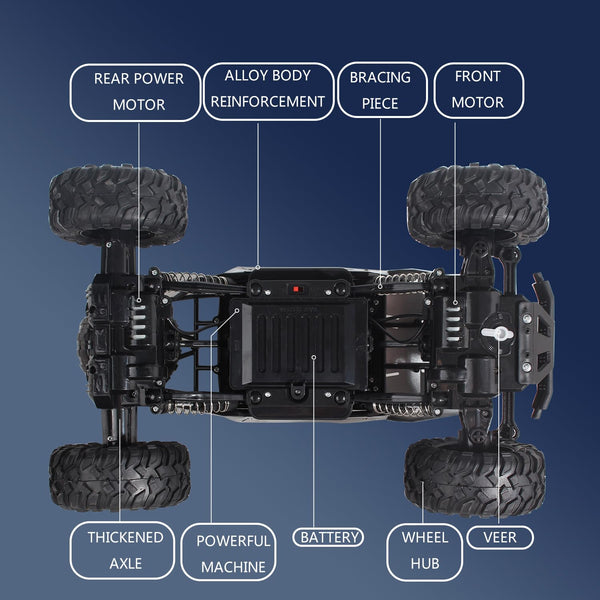Jiakora RC Cars Remote Control Car 1:12 Off Road Monster Truck,Metal Shell 4WD Dual Motors LED Headlight Rock Crawler,2.4Ghz All Terrain Hobby Truck with 2 Batteries for 60 Min Play,Boy Adult Gifts