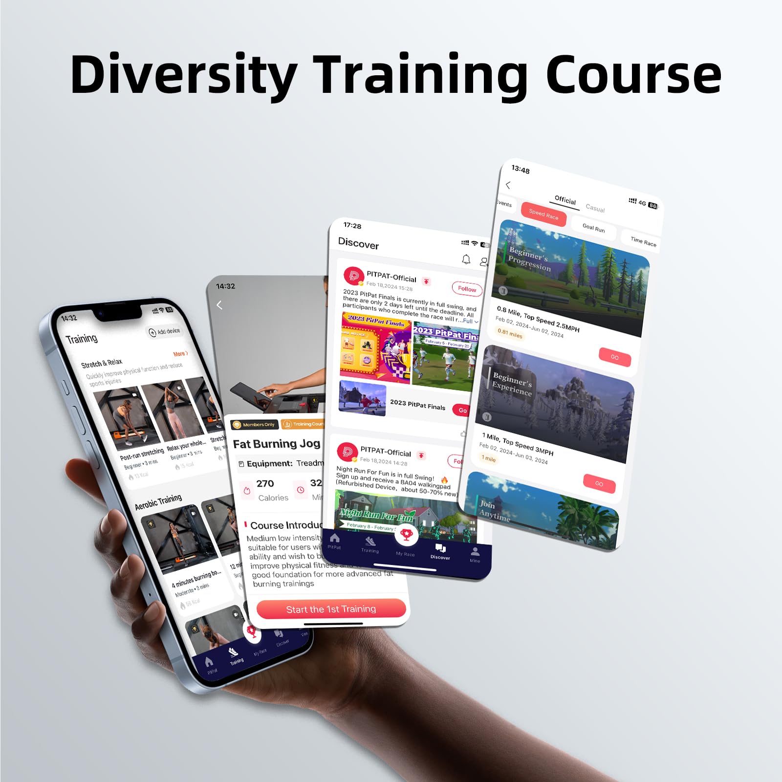 Raceable Walking Pad Suitable for High-tech Wearable Devices, Max 136kg APP Control Under Desk Treadmill with Training Courses and AI Training, Door to Door Delivery