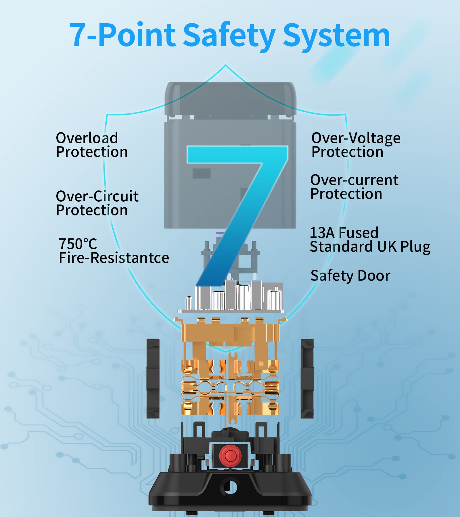 Hulker 3M Cube Extension Lead with 3 Slots 4 Gang Plug Socket with Switch 4 Way Power Strip with 3 USB Port 3 Metre Extension Cable Black 13A 3250W for Home Dorm Office