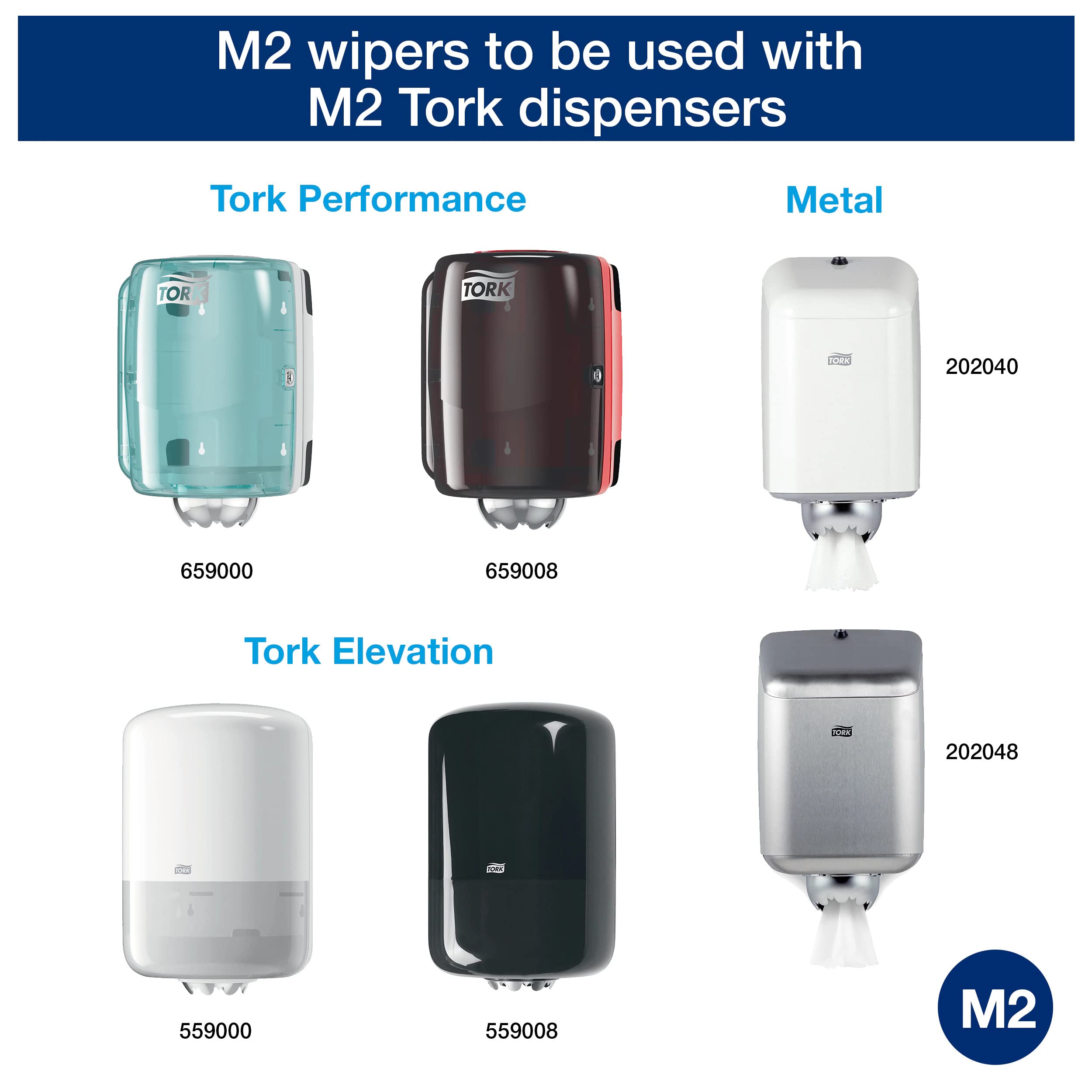 Tork 130070 Heavy-Duty Wiping Paper / 2 Ply Absorbent Paper Roll Suitable for Tork W1 Wipers Wall/Floor/Standard System / Blue / 1 x 340m / Ø 37.5cm