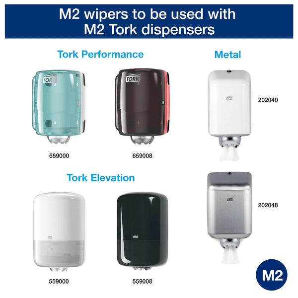 Tork 130070 Heavy-Duty Wiping Paper / 2 Ply Absorbent Paper Roll Suitable for Tork W1 Wipers Wall/Floor/Standard System / Blue / 1 x 340m / Ø 37.5cm